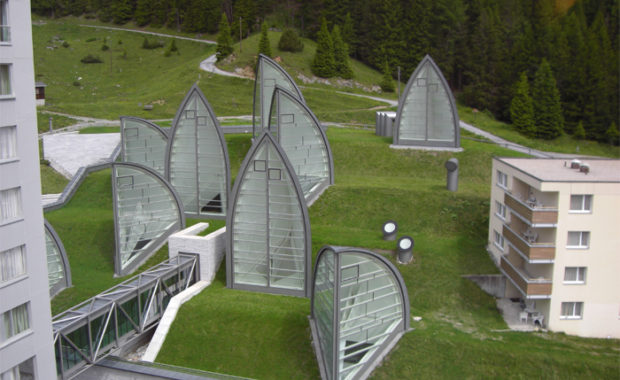 Проектирование кровли спа-центра Tschuggen Bergoase в швейцарских Альпах