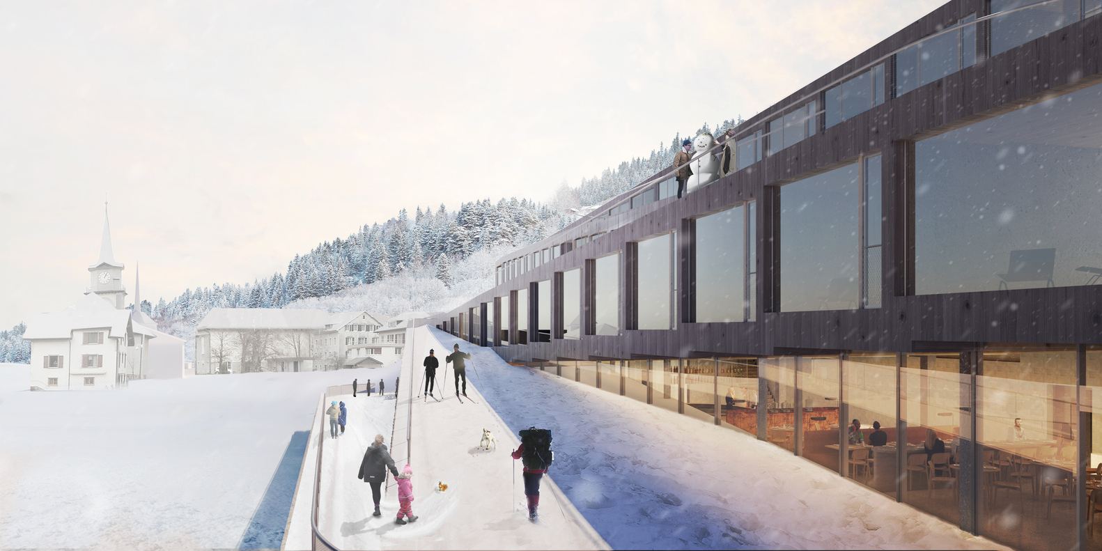 Живая крыша отеля будет превращена в лыжный склон